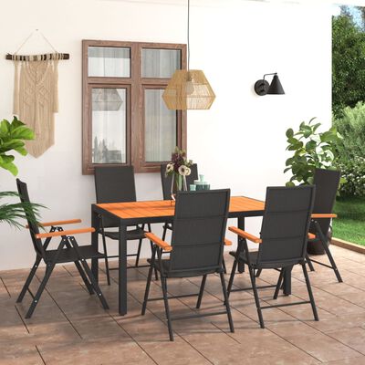 vidaXL 7 Piece Garden Dining Set Black and Brown,  vidaXL 7 Piece Garden Dining Set Black and Brown