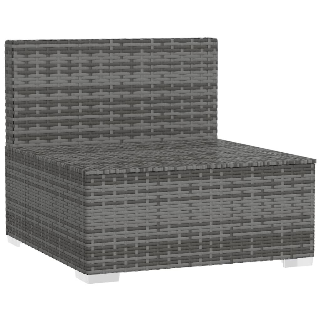 vidaXL 3-Seater Sofa with Cushions Grey Poly Rattan
