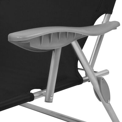 vidaXL Sun Lounger with Canopy Steel Black, black vidaXL Sun Lounger with Canopy Steel Black