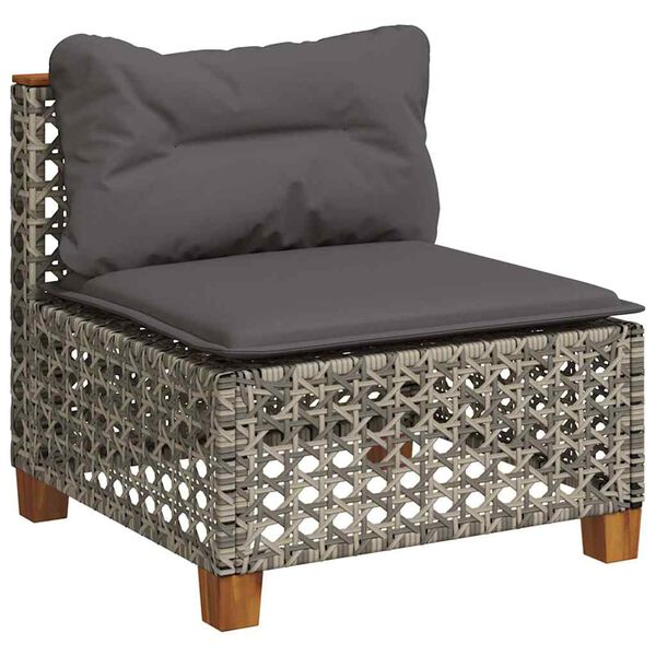 vidaXL 8 Piece Garden Sofa Set with Cushions Grey Poly Rattan