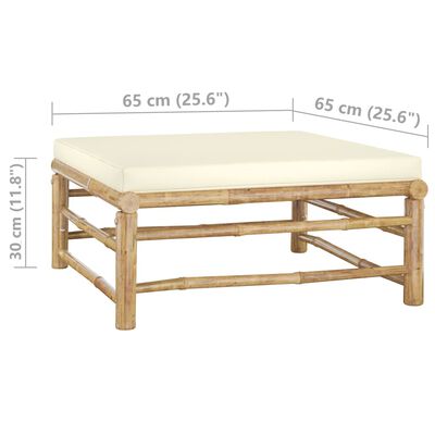 vidaXL Garden Footrest with Cream White Cushion Bamboo, white vidaXL Garden Footrest with Cream White Cushion Bamboo