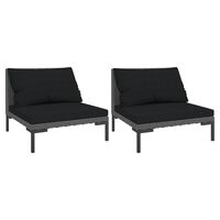vidaXL Garden Sofas 2pcs with Cushions Half Round Poly Rattan