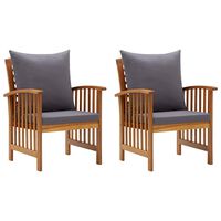 vidaXL Garden Chairs with Cushions 2 pcs Solid Acacia Wood,  vidaXL Garden Chairs with Cushions 2 pcs Solid Acacia Wood