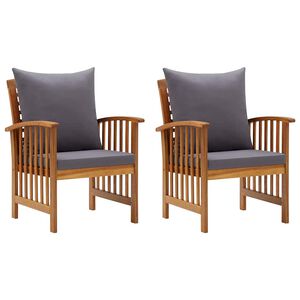 vidaXL Garden Chairs with Cushions 2 pcs Solid Acacia Wood