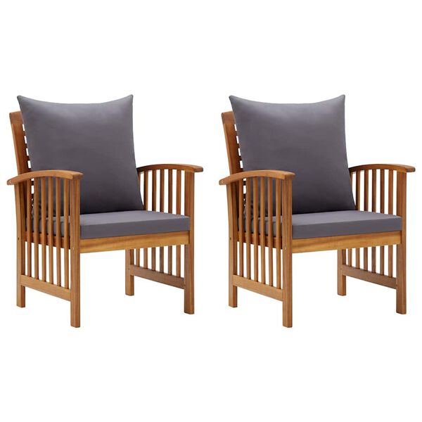 vidaXL Garden Chairs with Cushions 2 pcs Solid Acacia Wood