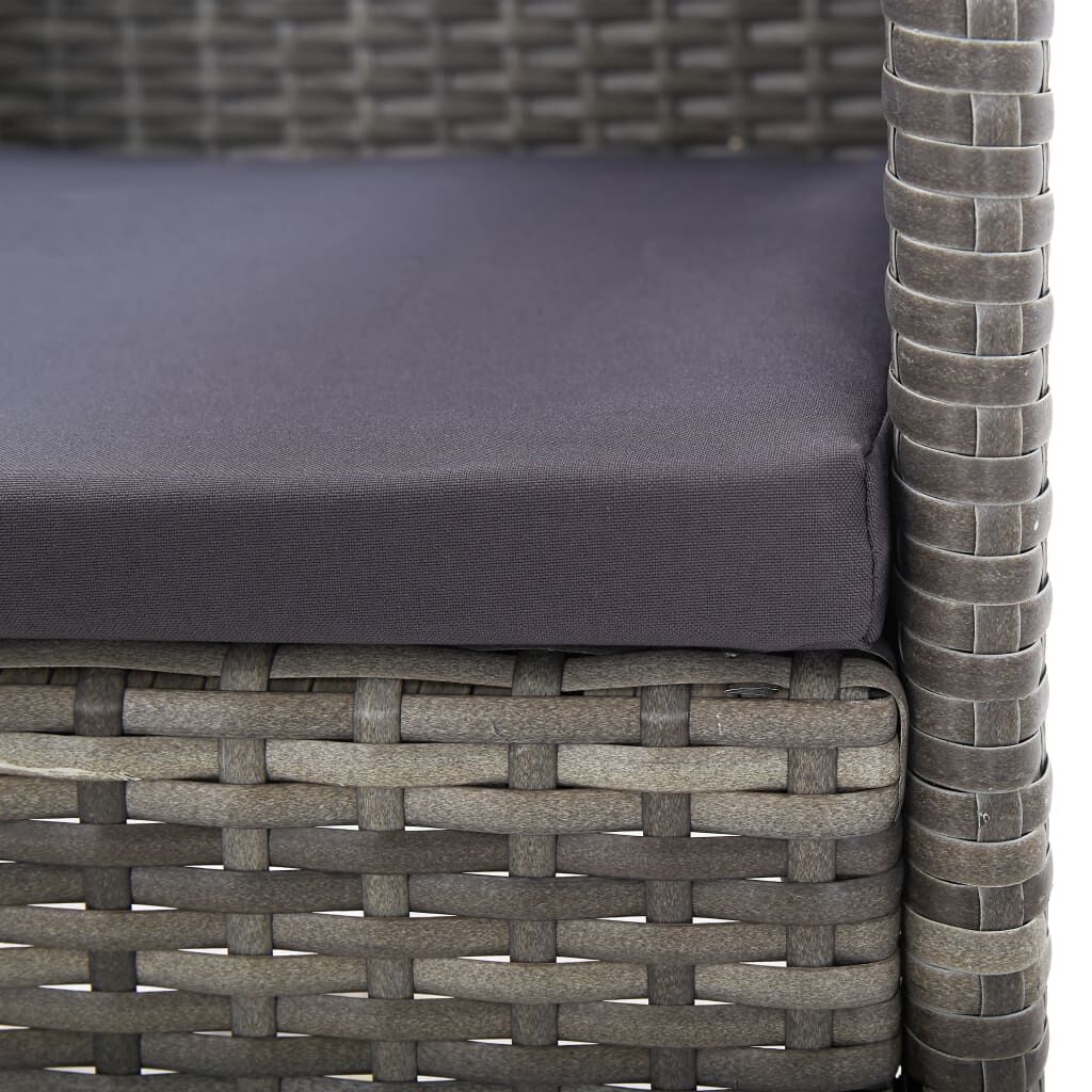 vidaXL 7 Piece Garden Dining Set Poly Rattan Anthracite & Grey