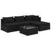 vidaXL 5 Piece Garden Lounge Set with Cushions Poly Rattan Black