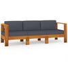 vidaXL 3-Seater Garden Sofa with Dark Grey Cushions Acacia Wood