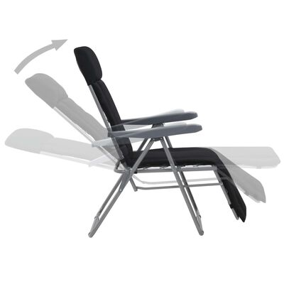 vidaXL Folding Garden Chairs with Cushions 2 pcs Black, black vidaXL Folding Garden Chairs with Cushions 2 pcs Black