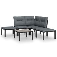 vidaXL 6 Piece Garden Lounge Set Black and Grey Poly Rattan,  vidaXL 6 Piece Garden Lounge Set Black and Grey Poly Rattan