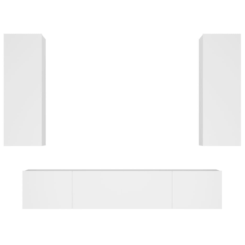vidaXL 4 Piece TV Cabinet Set White Engineered Wood