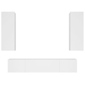 vidaXL 4 Piece TV Cabinet Set White Engineered Wood