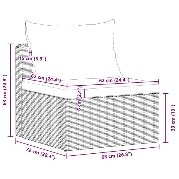 vidaXL 3 Piece Garden Sofa Set with Cushions Grey Poly Rattan