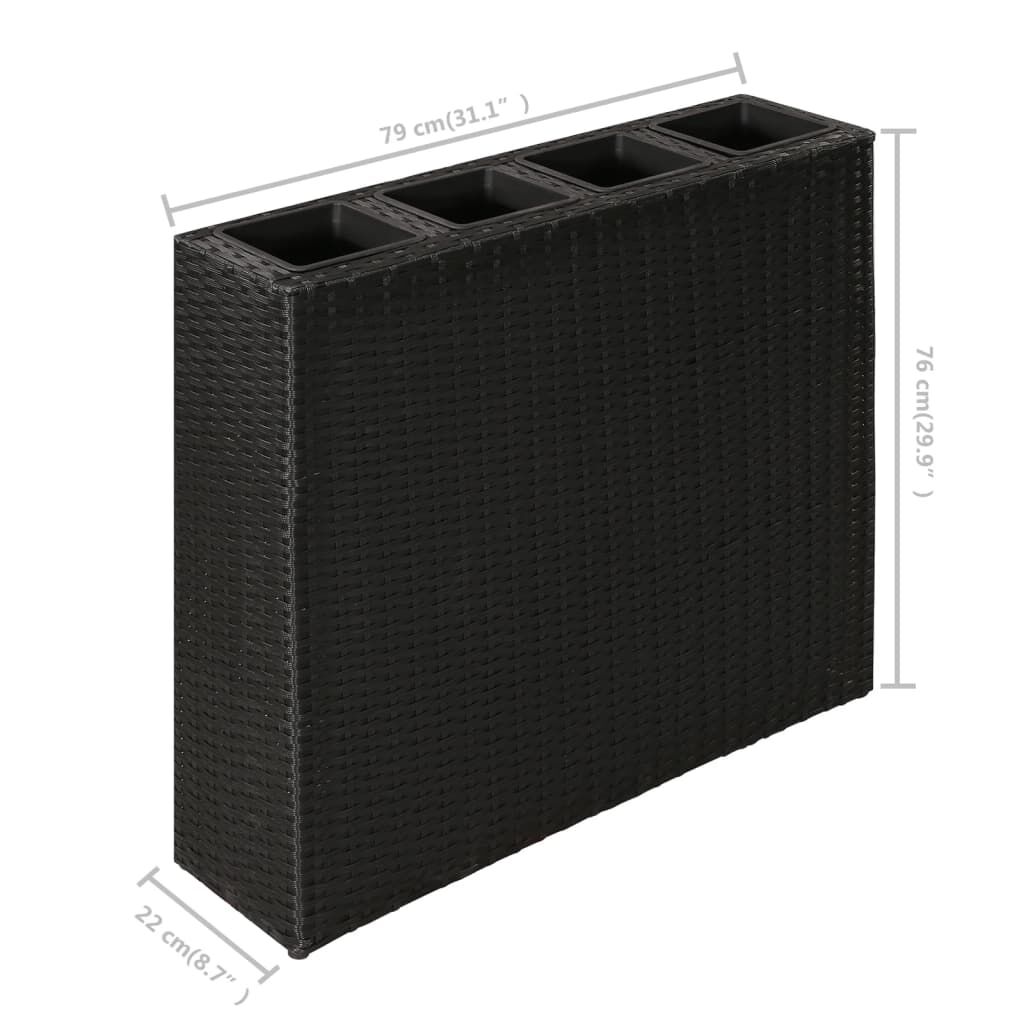 vidaXL Garden Raised Bed with 4 Pots 2 pcs Poly Rattan Black(2x41084)