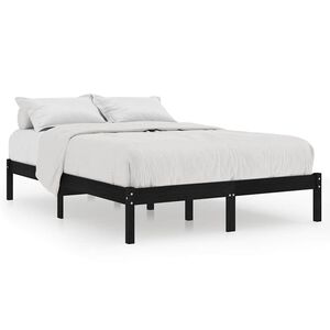 vidaXL Bed Frame without Mattress Black Solid Wood Super King Size
