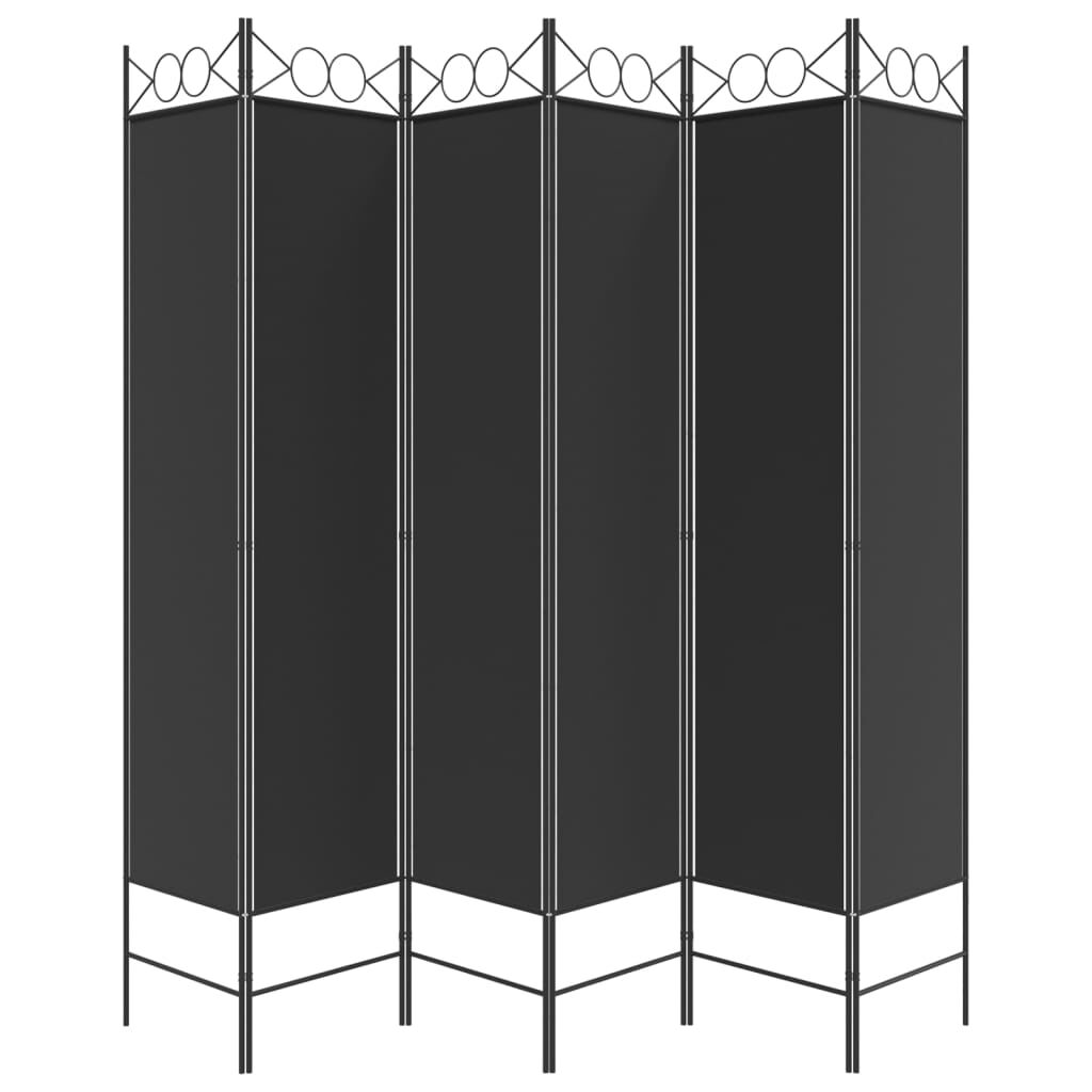 vidaXL 6-Panel Room Divider Black 240x200 cm Fabric