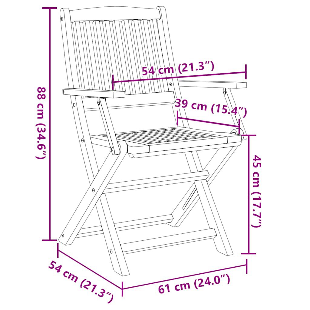 vidaXL Folding Outdoor Chairs 2 pcs Solid Acacia Wood