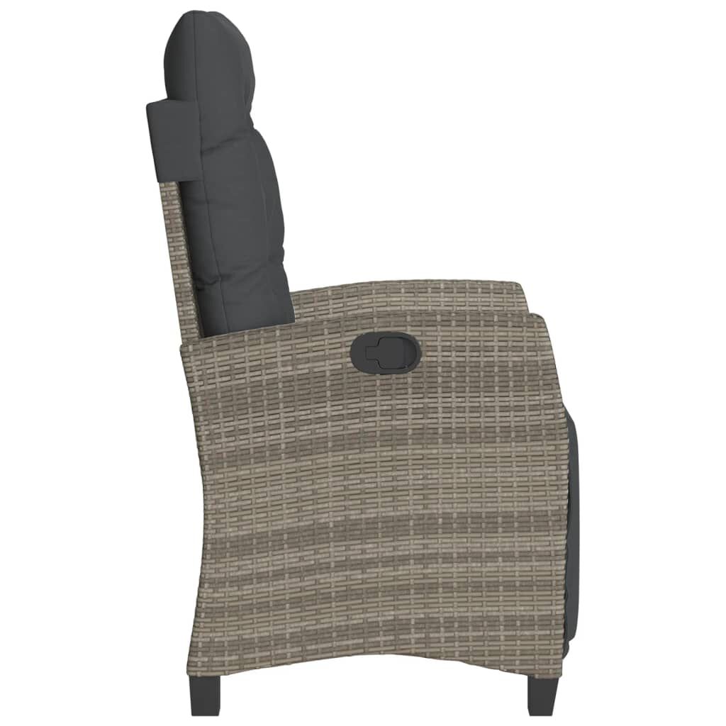 vidaXL Reclining Garden Chairs 2 pcs with Footrest Grey Poly Rattan
