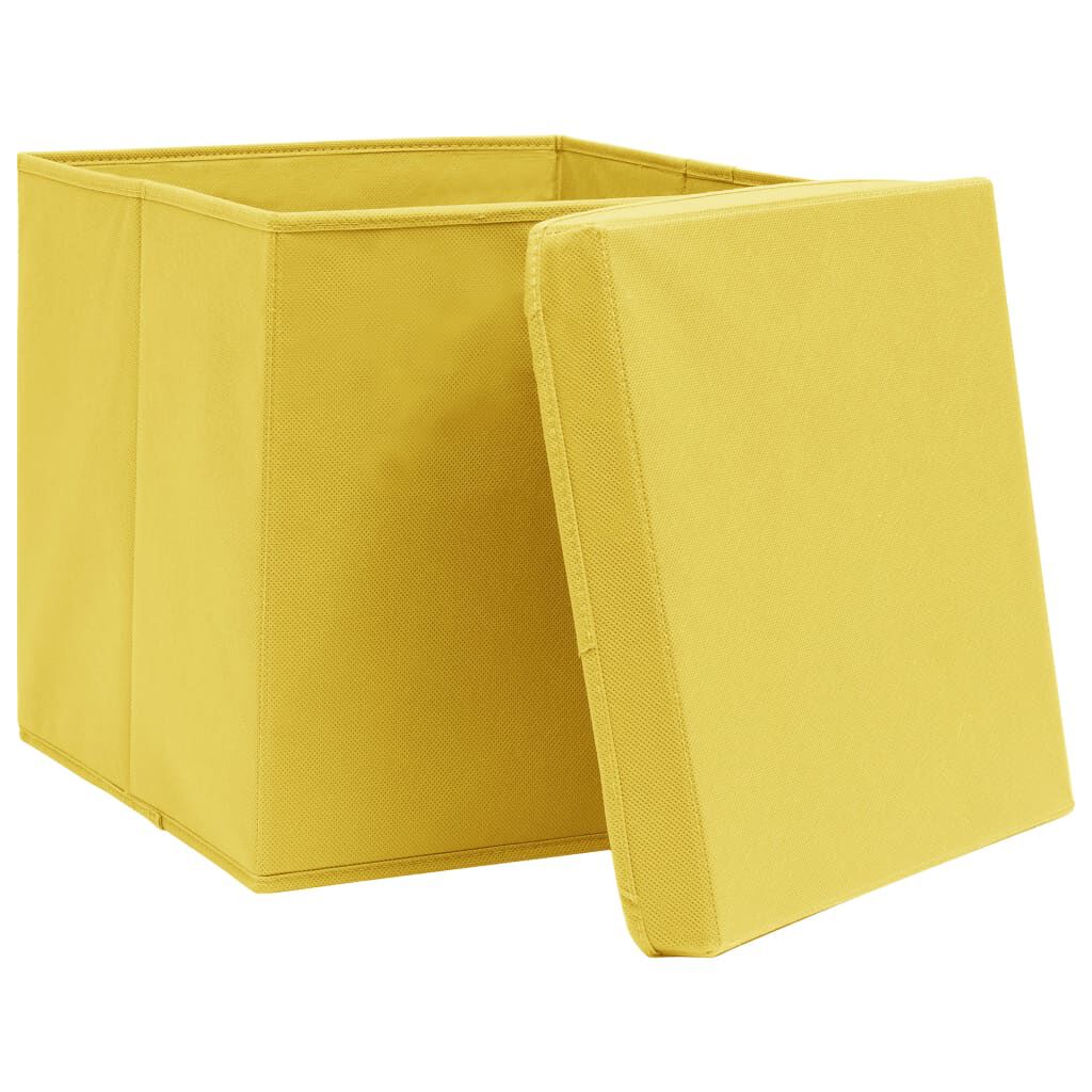 vidaXL Storage Boxes with Covers 4 pcs 28x28x28 cm Yellow