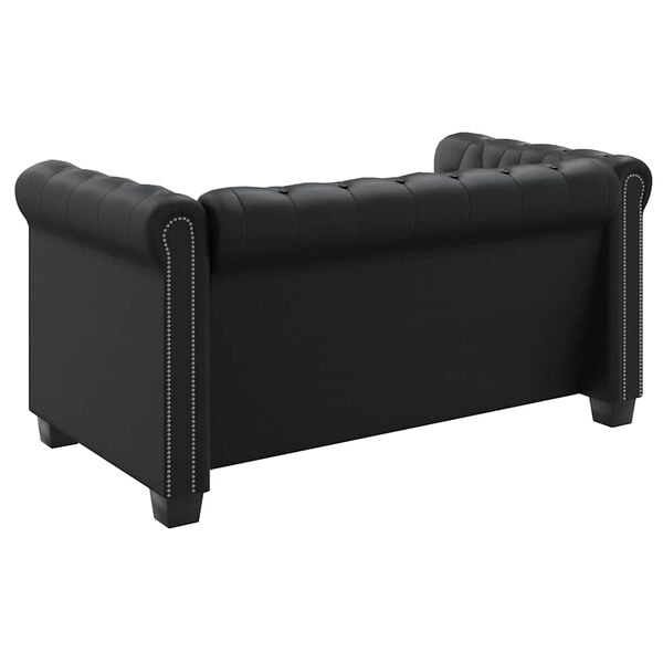 vidaXL Chesterfield 2-Seater Artificial Leather Black