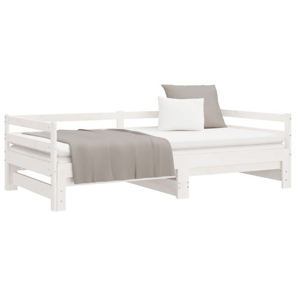 vidaXL Pull-out Day Bed without Mattress White 90x200 cm