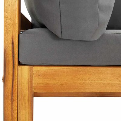 vidaXL 2 Piece Sofa Set with Dark Grey Cushions Solid Acacia Wood, dark grey vidaXL 2 Piece Sofa Set with Dark Grey Cushions Solid Acacia Wood