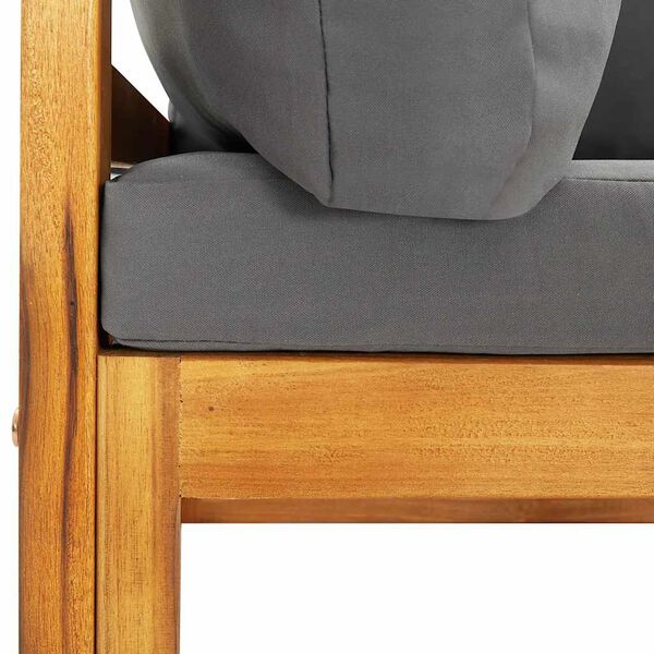 vidaXL 2 Piece Sofa Set with Dark Grey Cushions Solid Acacia Wood