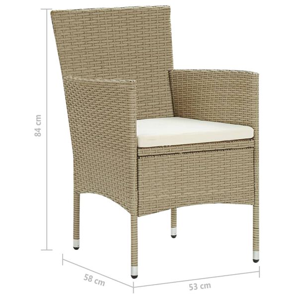 vidaXL Garden Dining Chairs 2 pcs Poly Rattan Beige
