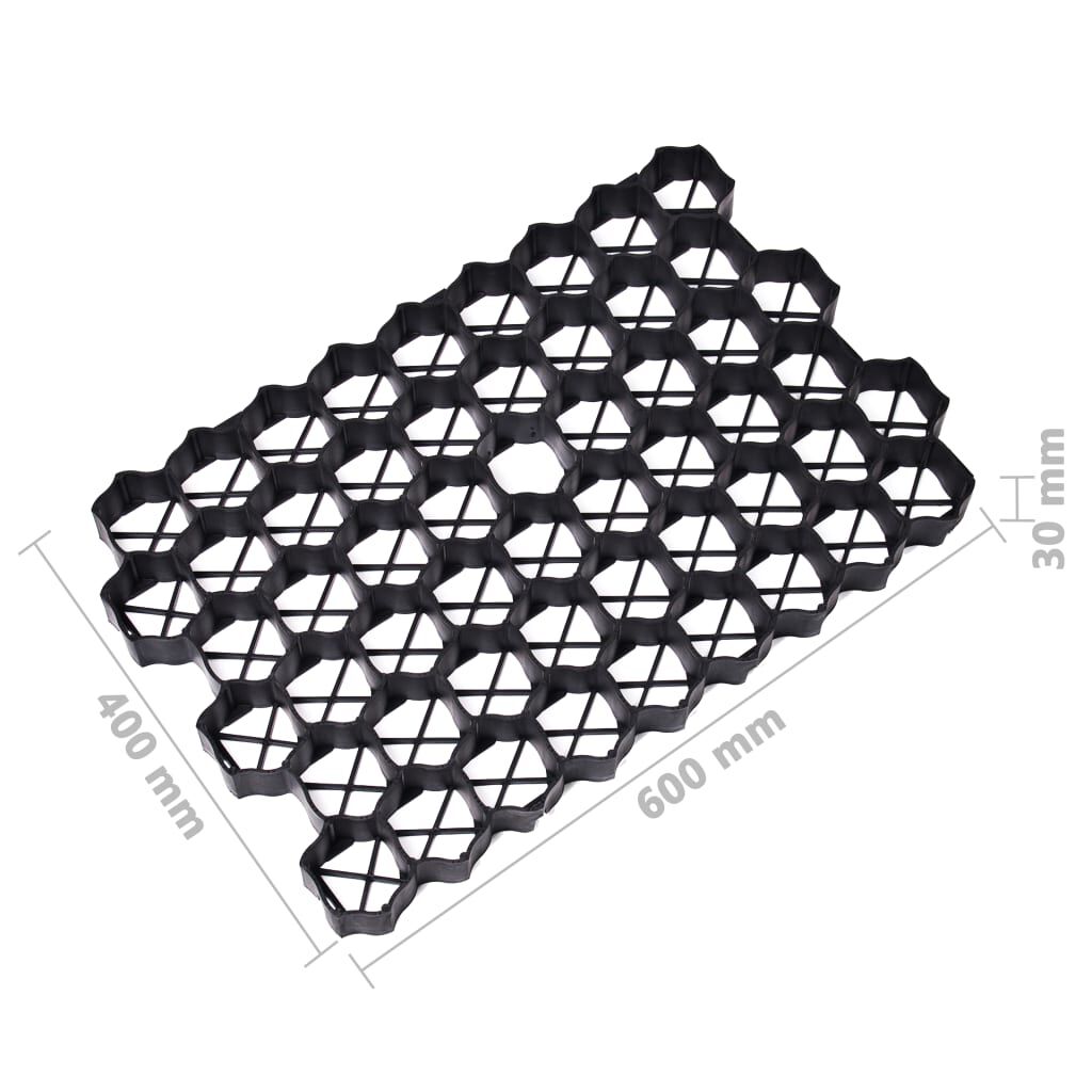 vidaXL Grass Grids 16 pcs Black 60x40x3 cm Plastic