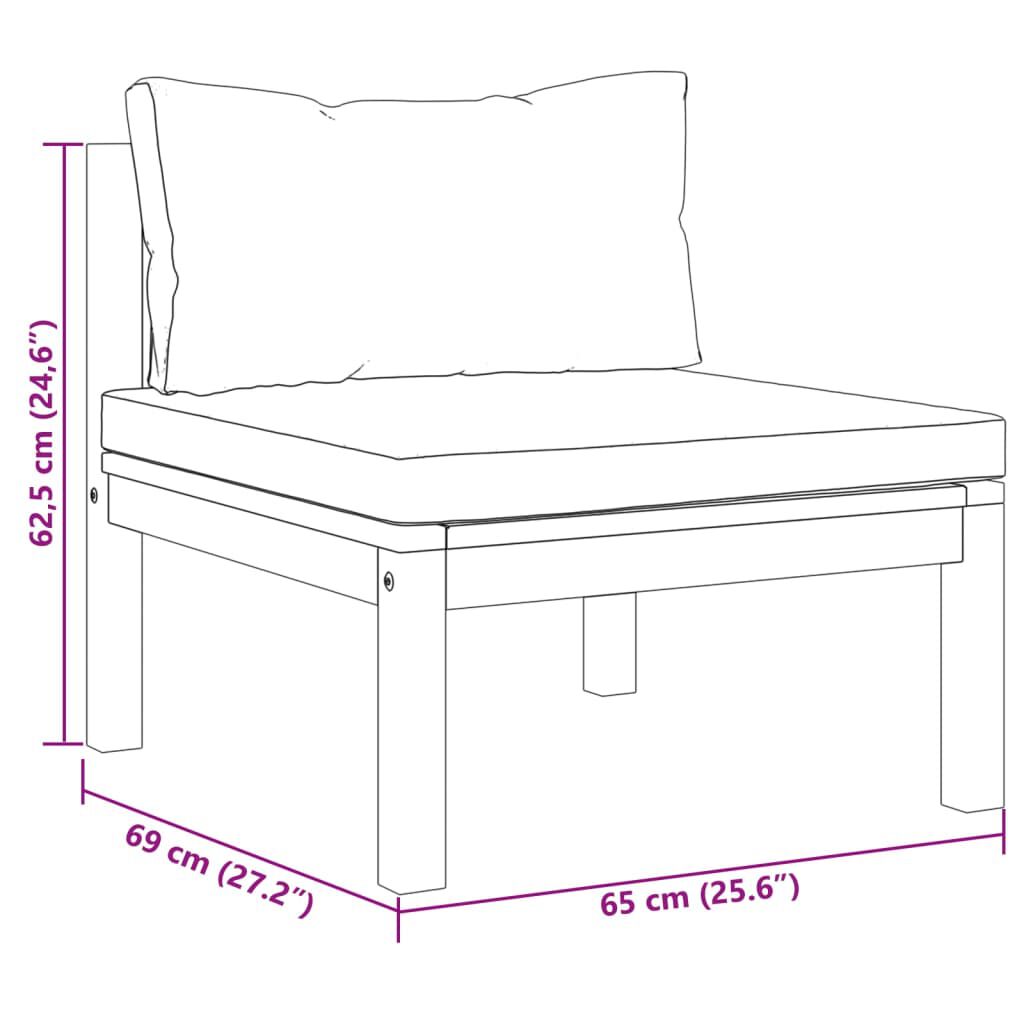 vidaXL 2 Piece Garden Sofa Set with Cream White Cushions Acacia Wood