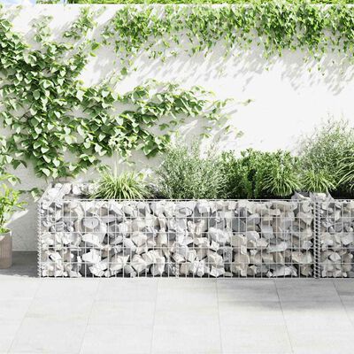 vidaXL Gabion Planter Galvanised Steel 180x90x50 cm,  vidaXL Gabion Planter Galvanised Steel 180x90x50 cm