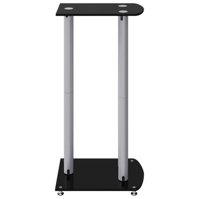 vidaXL Speaker Stands 2pcs Black&Silver Tempered Glass 3 Pillars Design