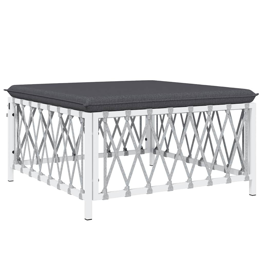 vidaXL Garden Footstool with Cushion White Woven Fabric