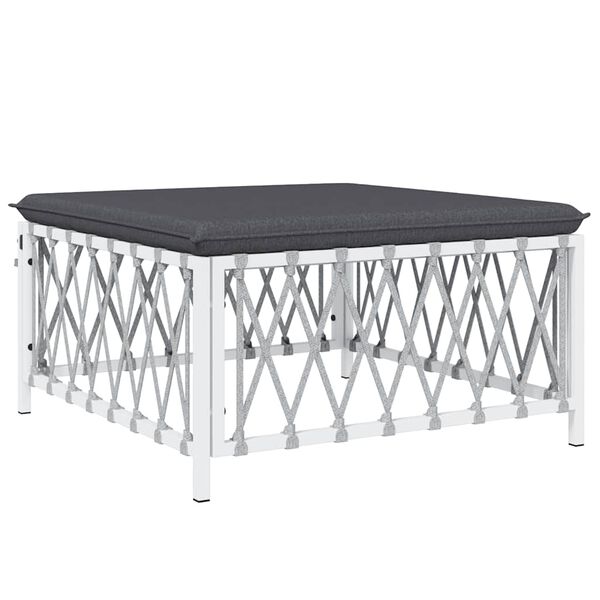 vidaXL Garden Footstool with Cushion White Woven Fabric