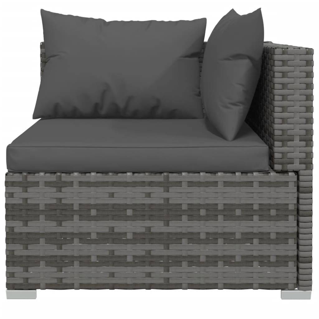 vidaXL 9 Piece Garden Lounge Set with Cushions Grey Poly Rattan