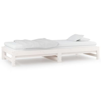 vidaXL Pull-out Day Bed White 2x(90x200) cm Solid Wood Pine