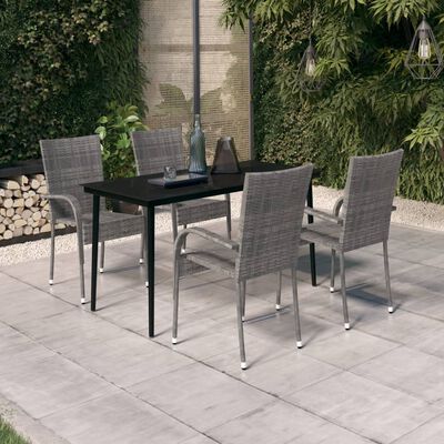 vidaXL 5 Piece Garden Dining Set Grey and Black, grey and black vidaXL 5 Piece Garden Dining Set Grey and Black