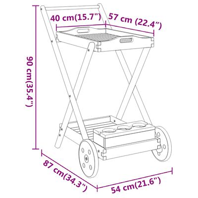 vidaXL Tea Trolley 54x87x90 cm Solid Wood Acacia,  vidaXL Tea Trolley 54x87x90 cm Solid Wood Acacia