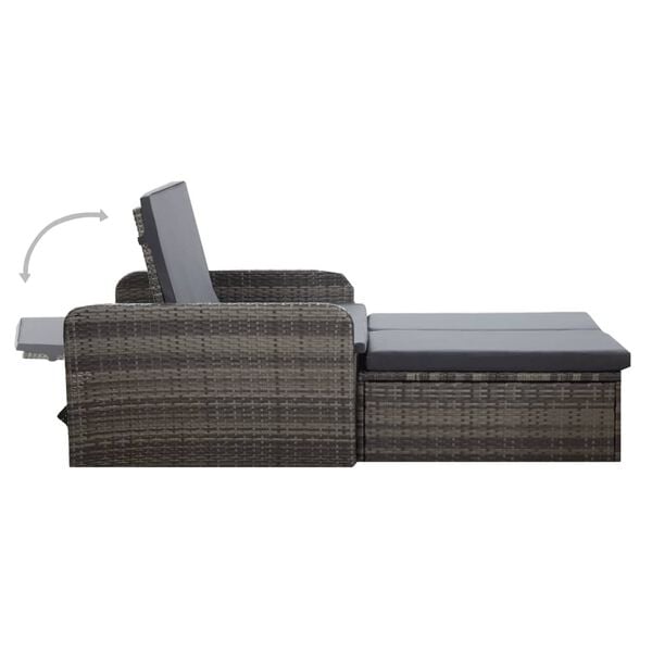 vidaXL 2 Piece Garden Lounge Set with Cushions Poly Rattan Grey