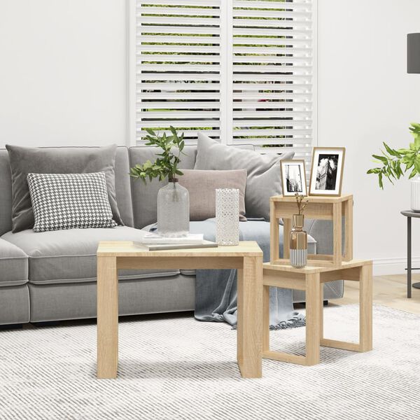 vidaXL Nesting Tables 3 pcs Sonoma Oak Engineered Wood
