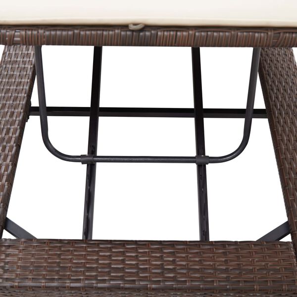 vidaXL Sunbed with Cushion Brown Poly Rattan
