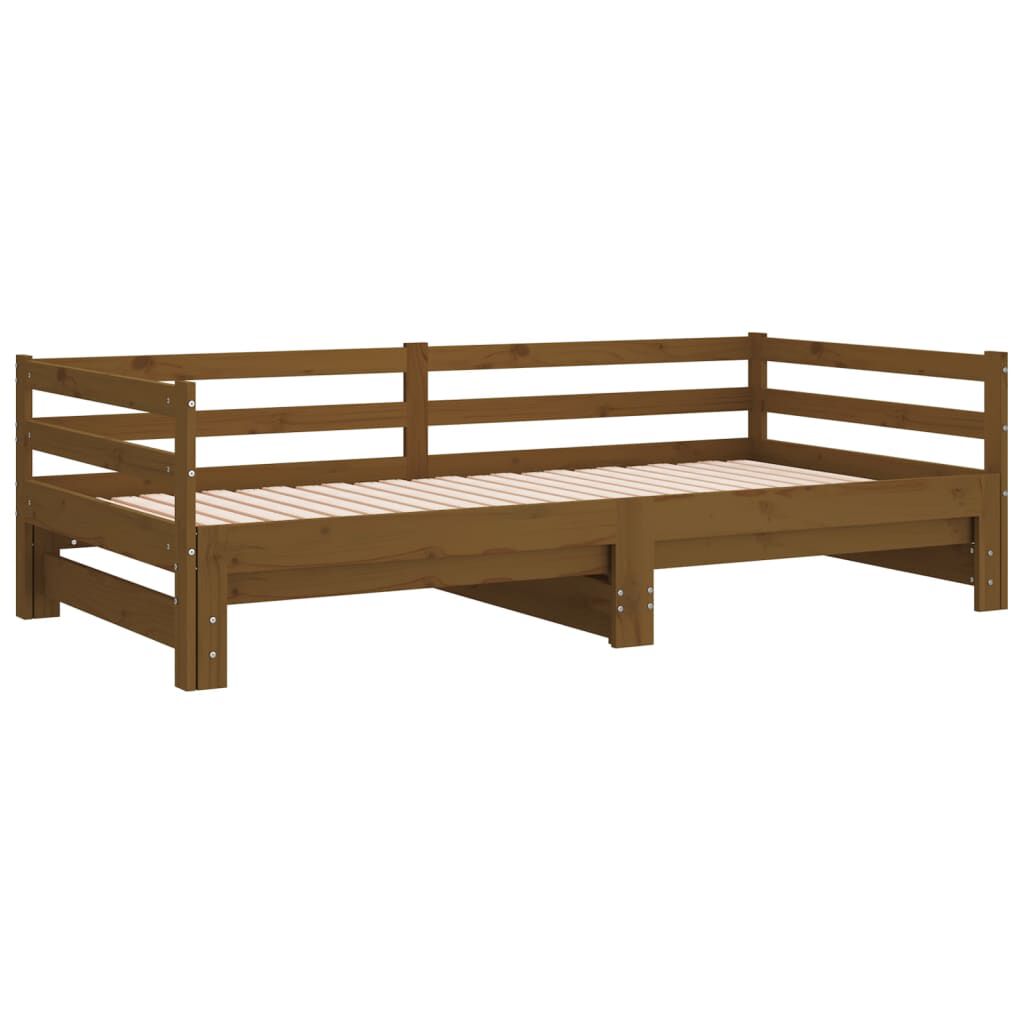 vidaXL Pull-out Day Bed without Mattress Honey Brown 2x(90x200)cm