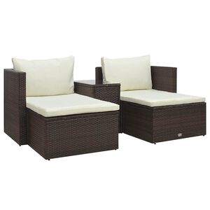 vidaXL 5 Piece Garden Lounge Set with Cushions Poly Rattan Brown
