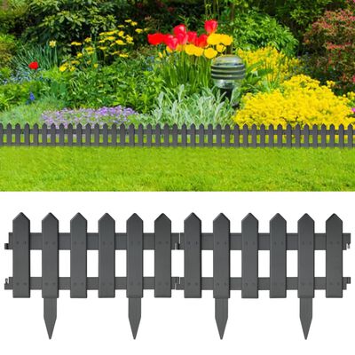 vidaXL Lawn Edgings 25 pcs Anthracite 10 m Polypropylene