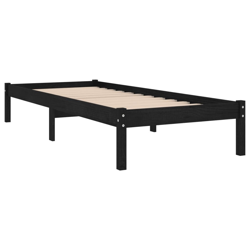 vidaXL Bed Frame without Mattress Black Solid Wood 90x200 cm