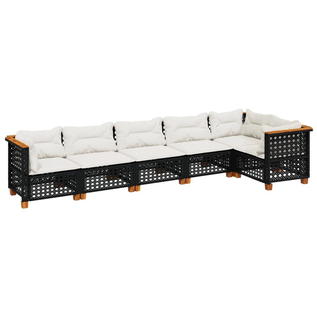 vidaXL 6 Piece Garden Sofa Set with Cushions Black Poly Rattan