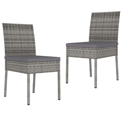 vidaXL 3 Piece Garden Dining Set Poly Rattan Grey, grey vidaXL 3 Piece Garden Dining Set Poly Rattan Grey