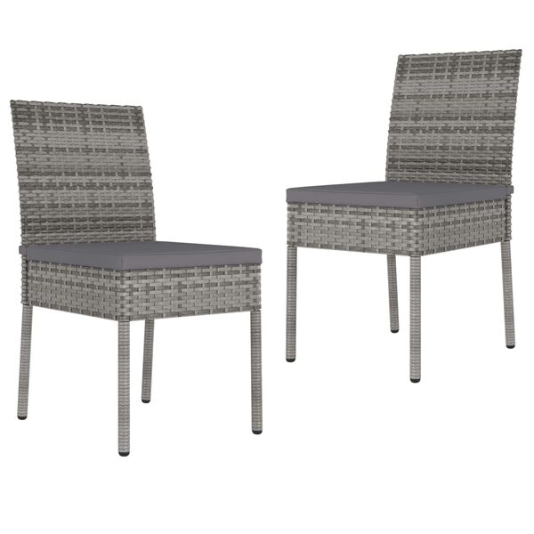 vidaXL 3 Piece Garden Dining Set Poly Rattan Grey