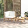 vidaXL 2 Piece Garden Lounge Set with Cream White Cushions Bamboo