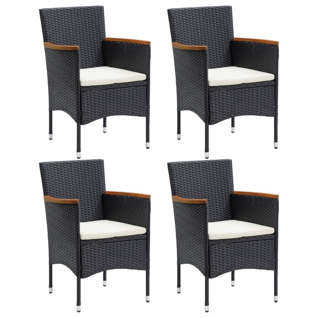 vidaXL 5 Piece Garden Dining Set with Cushions Poly Rattan Black